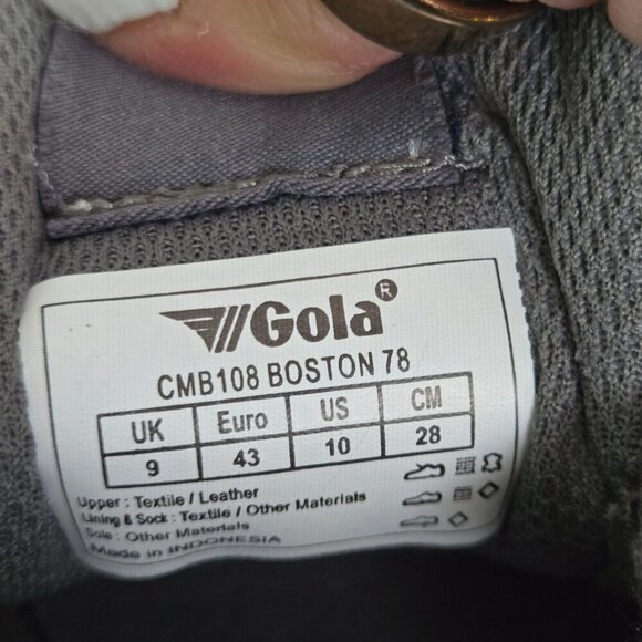 Gola Boston 78 Gray Navy Yellow Suede Leather Textile Sneakers Size 10 - Picture 9 of 9